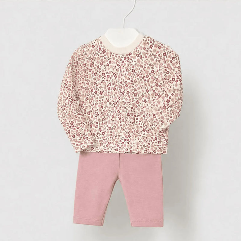 Mayoral Ditsy Print Leggings Set - Pink