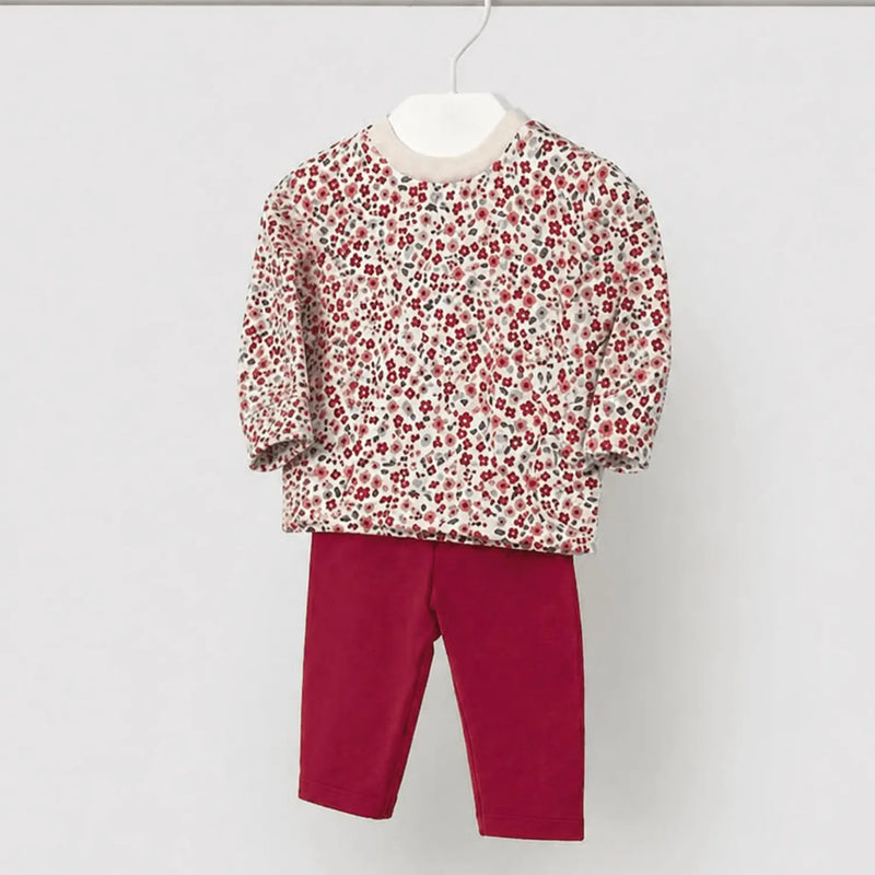 Mayoral Ditsy Print Leggings Set - Red