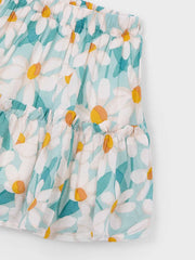 Tiered skirt with all over pattern of sunny summer daisies.