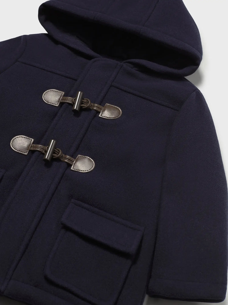 Closer view of the Mayoral duffle coat.