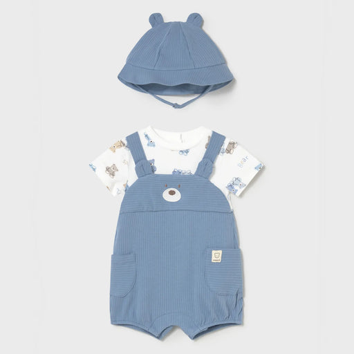 Mayoral baby boy's dungaree romper & hat - 01608.