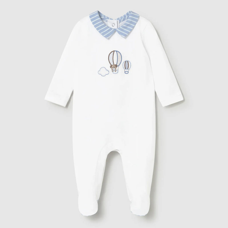 Mayoral boy's white embroidered babygrow - 01742.