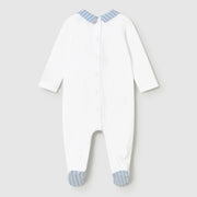 Rear view of the Mayoral baby boy's embroidered babygrow.