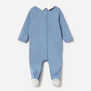 Back of the Mayoral blue embroidered babygrow.