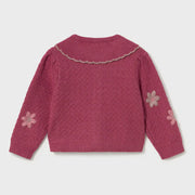 Rear view of the Mayoral embroidered cardigan.