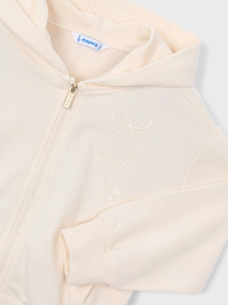 Closer look at the Mayoral embroidered hoodie.