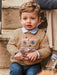 Baby boy wearing the Mayoral embroidered jumper.
