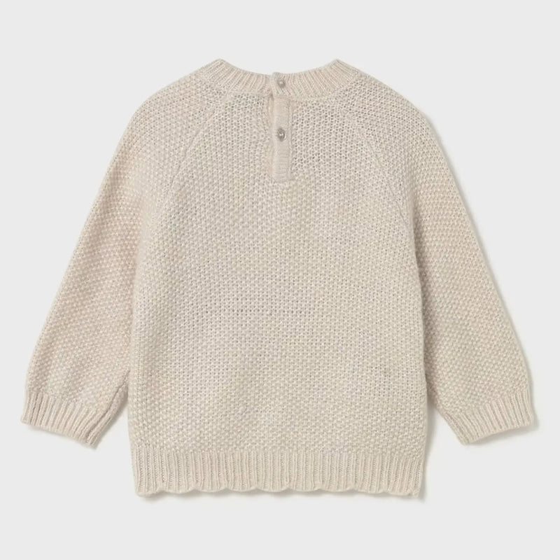 Back of the Mayoral beige embroidered jumper.