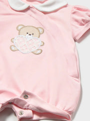 Closer view of the Mayoral pink romper.