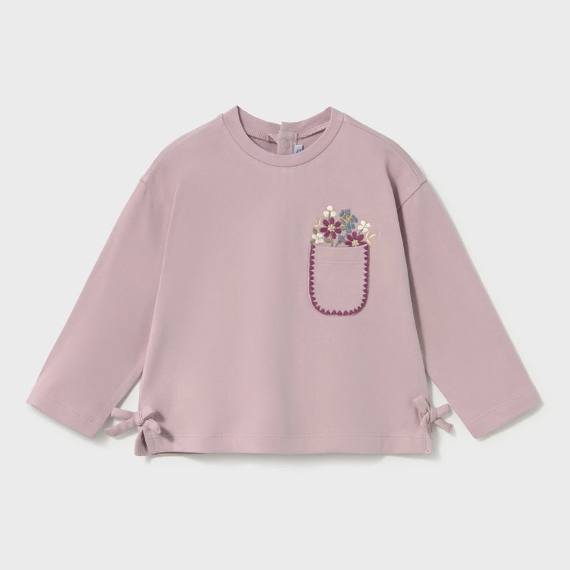 Mayoral girl's mauve embroidered top - 02087.