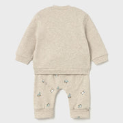 Rear view of the Mayoral beige embroidered tracksuit.
