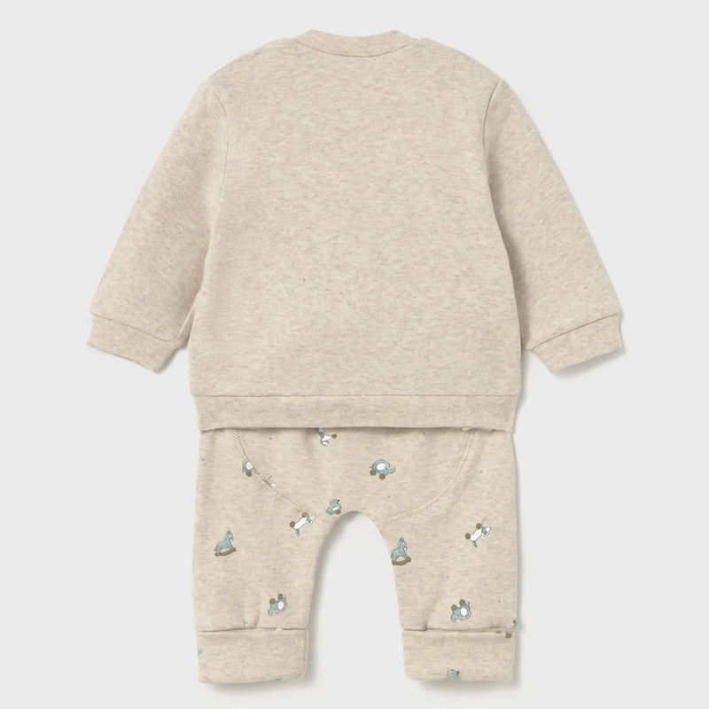 Rear view of the Mayoral beige embroidered tracksuit.