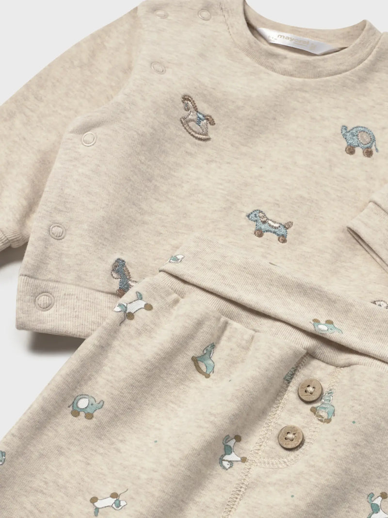 Closer look at the Mayoral embroidered tracksuit.