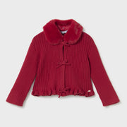 Mayoral red faux fur cardigan - 02386.