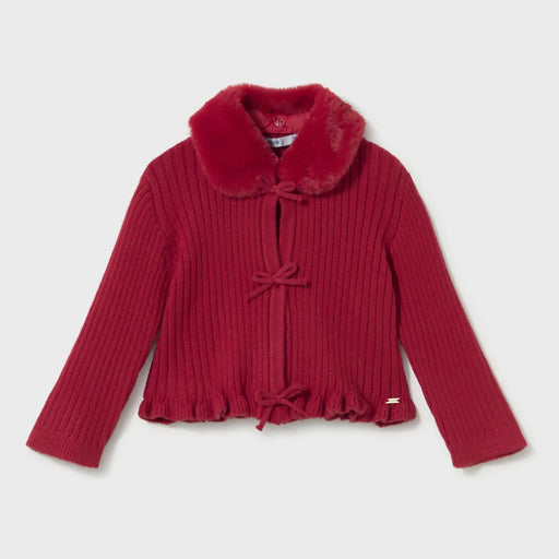 Mayoral red faux fur cardigan - 02386.