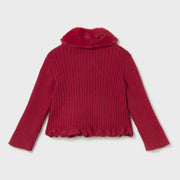 Rear view of the Mayoral baby girl's faux fur cardigan.
