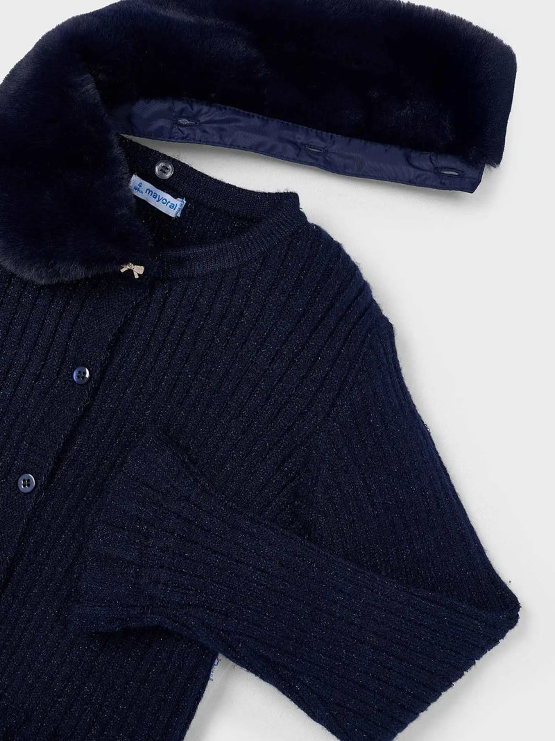 Mayoral knitted cardigan with sparkly glitter finish.