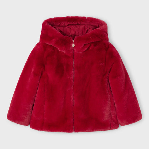 Mayoral girl's red faux fur coat - 04486.