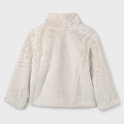 Back of the Mayoral beige faux fur jacket.