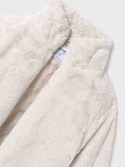 Closer view of the Mayoral faux fur jacket.