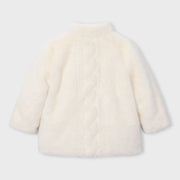 Back of the Mayoral cream faux fur jacket.