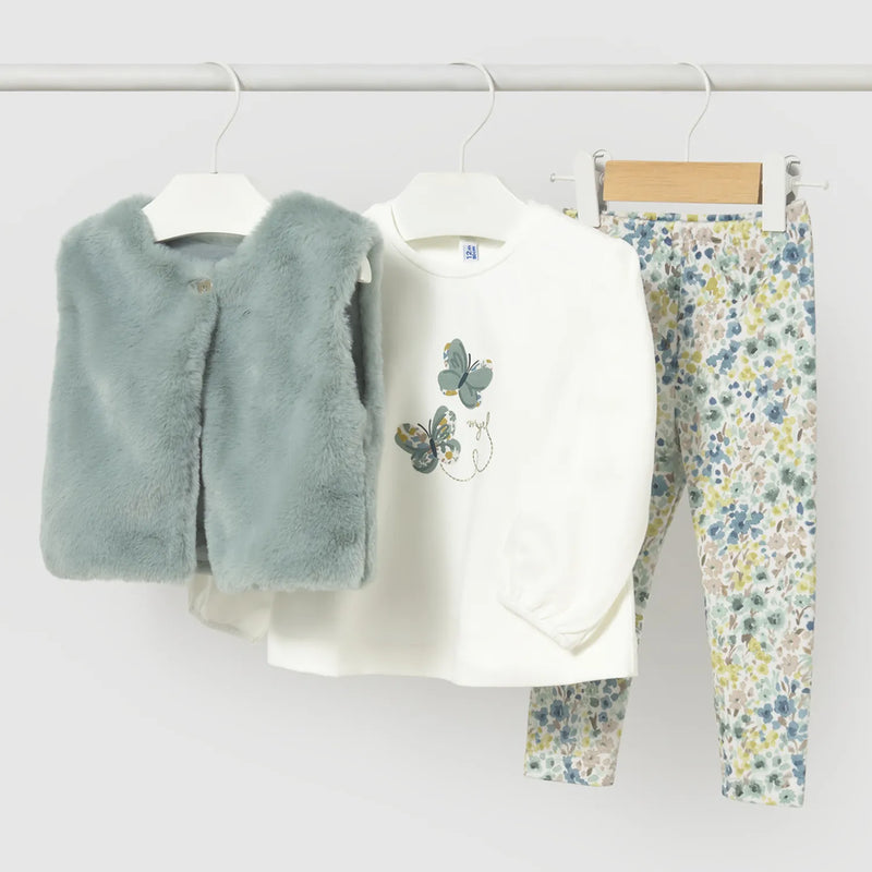 Mayoral faux fur vest & leggings set - 02784.