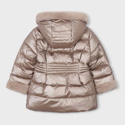 Back of the Mayoral beige puffer jacket.