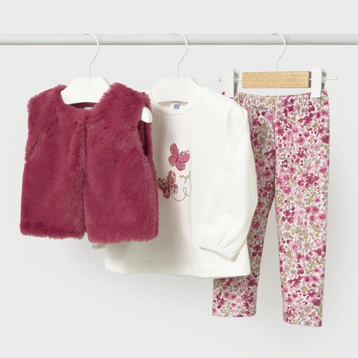 Mayoral baby girl's faux fur vest & leggings set - 02784.