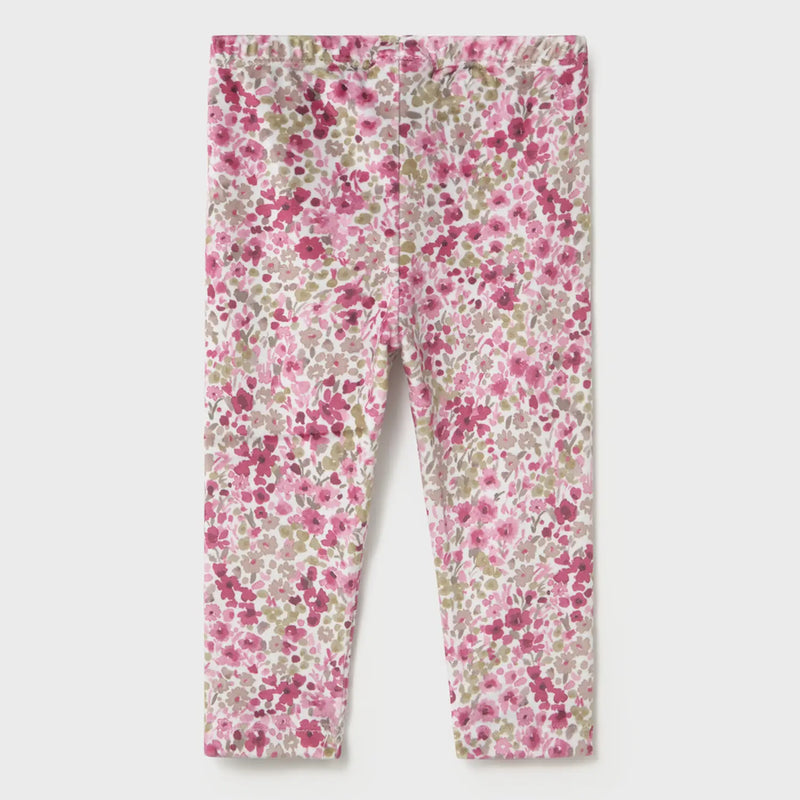 Baby girl's pink floral print leggings.