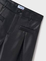 Closer view of the Mayoral faux leather shorts.
