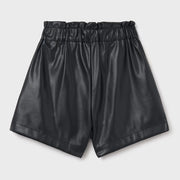 Back of the Mayoral black faux leather shorts.