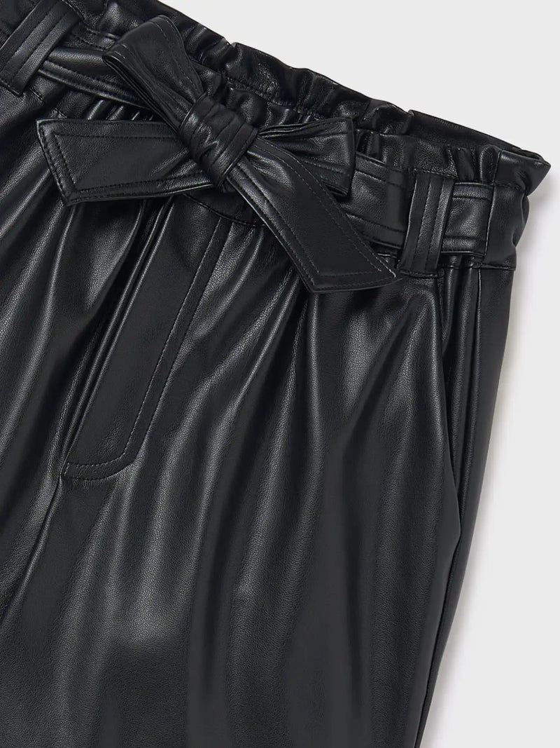 Closer look at the Mayoral faux leather shorts.