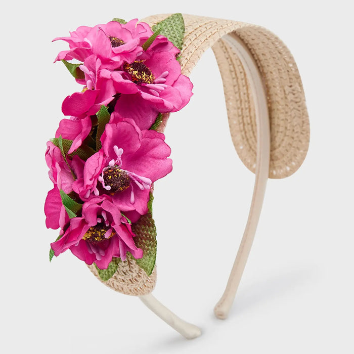 Closer look at the Mayoral floral headband.