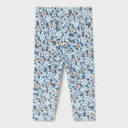 Mayoral girl's blue floral print leggings.