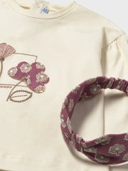 Closer view of the Mayoral floral leggings set.