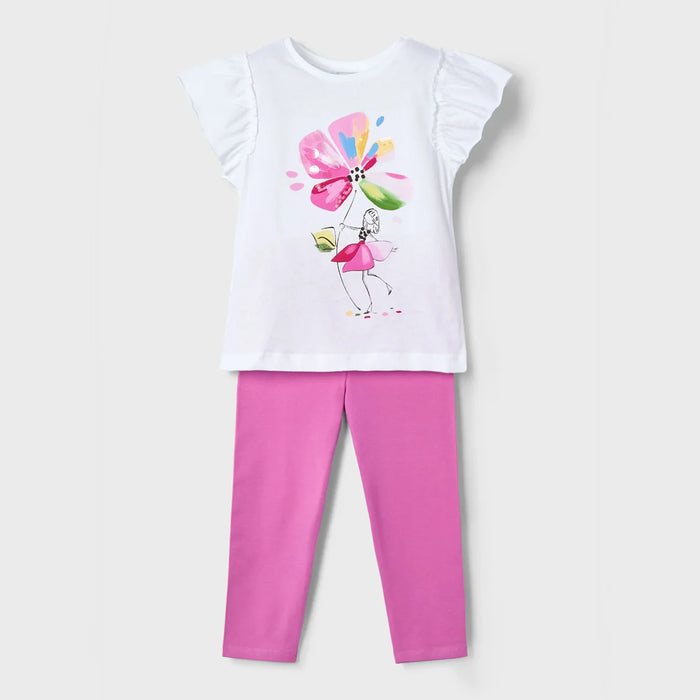 Mayoral pink floral leggings set - 03705.