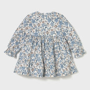 Rear view of the Mayoral blue smocked dress.