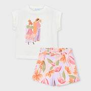Mayoral girl's floral print shorts set - 03005.