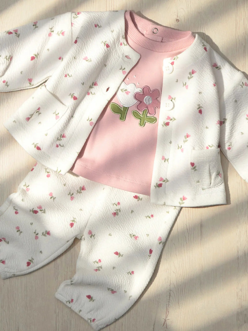 Closer look at the Mayoral floral print tracksuit.