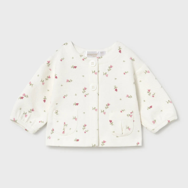 Mayoral zip up top with pink floral print.