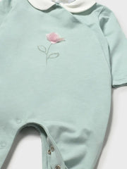 Closer view of the Mayoral flower babygrow set.