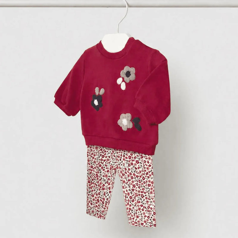 Mayoral Flower Leggings Set - Red