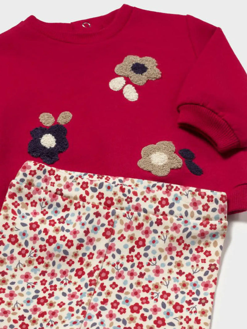 Mayoral Flower Leggings Set - Red
