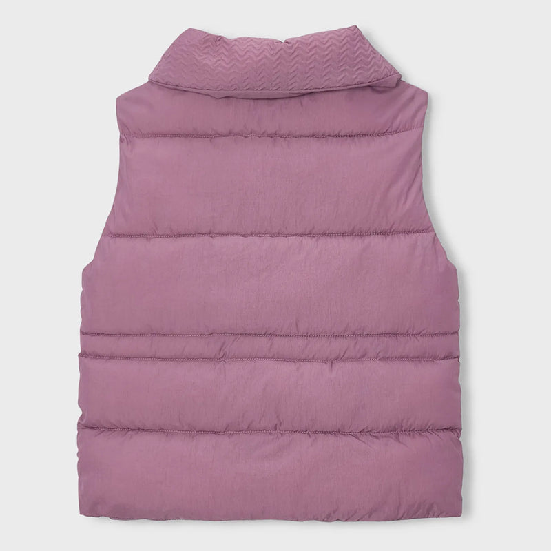 Rear view of the Mayoral purple gilet.