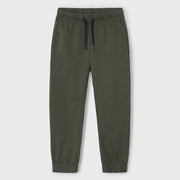 Boy's olive green track bottoms.
