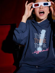 Girl wearing the Mayoral graffiti hoodie.