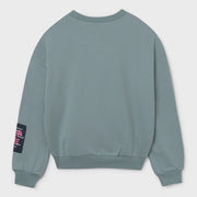 Back of the Mayoral grey grafitti sweatshirt.