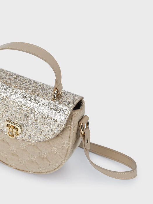 Mayoral shoulder bag with sparkling gold glitter.