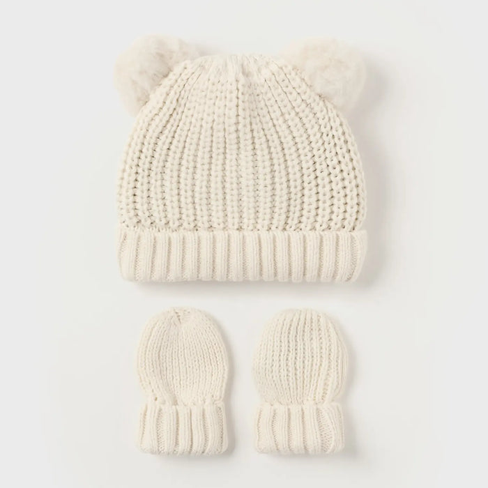 Mayoral Hat & Mittens - Cream