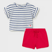 Mayoral baby girl's heart print shorts set - 01082.
